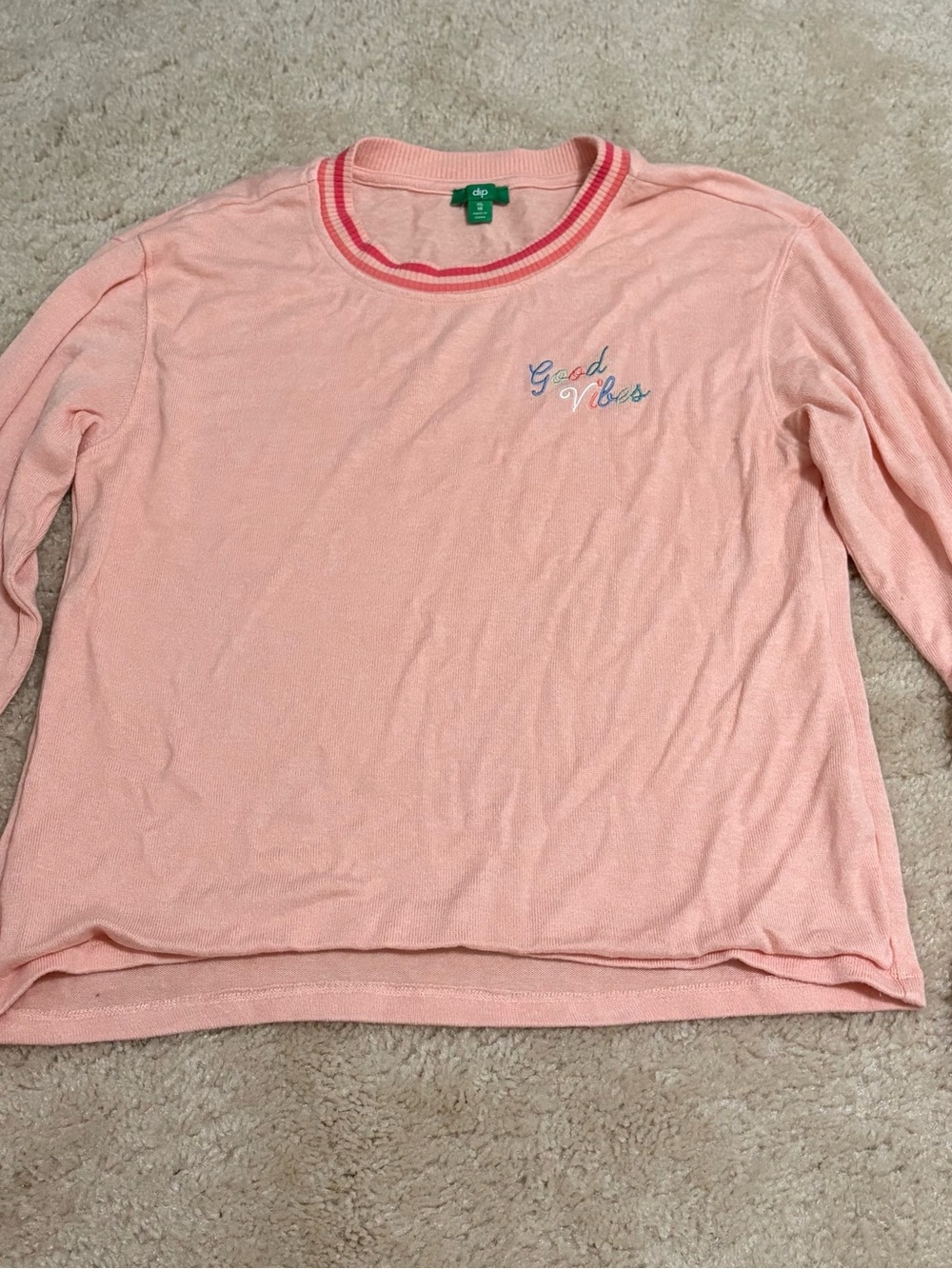 Good Vibes Coral Crewneck Sweater
